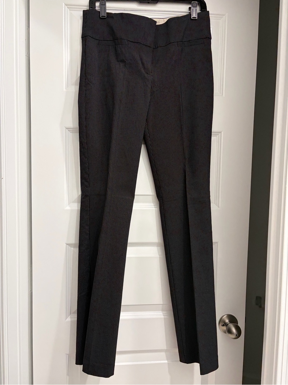 Matty M Black Pinstripe Boot Cut Dress Pants